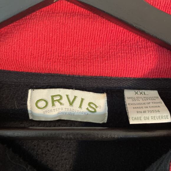Orvis Men's Vintage 90s 1/4 Zip Pullover Sweater Preppy Golf Elbow Patch XXL - Picture 4 of 8